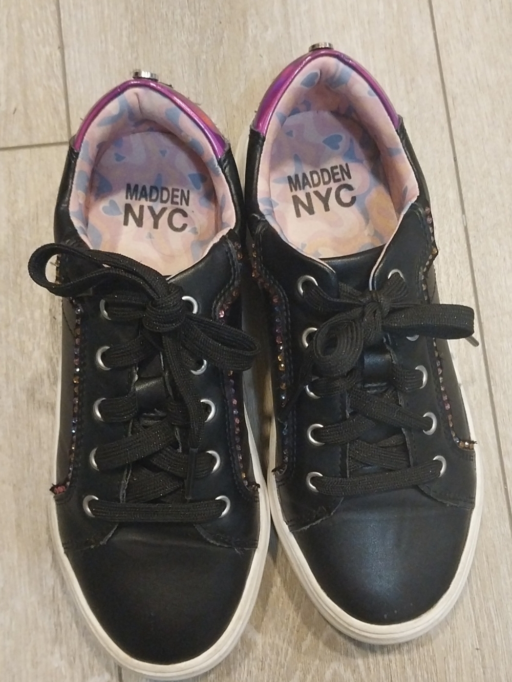 Madden NYC's Black Lace-Up Girls Sneakers